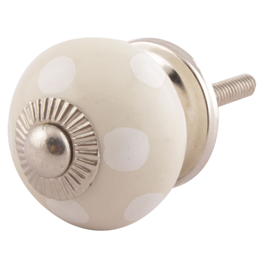 Cream Dotted Small Ceramic Drawer Knobs Online